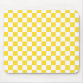 Geel Wit Check Checkerboard Patroon Muismat (Voorkant)
