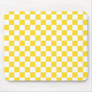 Geel Wit Check Checkerboard Patroon Muismat