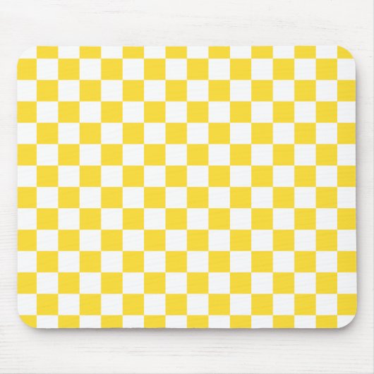 Geel Wit Check Checkerboard Patroon Muismat (Voorkant)