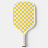 Geel Wit Check Checkerboard Patroon Pickleball Paddle (Achterkant)