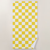 Geel Wit Check Checkerboard Patroon Strandlaken (Voorkant)