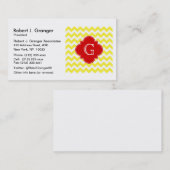 Geel Wit Chevron Rood Quatrefoil Monogram Visitekaartje (Voorkant / Achterkant)