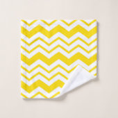 Geel Wit Chevron Zigzag Patroon Ontwerp Bad Handdoek (Wasdoekje)