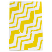 Geel Wit Chevron Zigzag Patroon Ontwerp Medium Cadeauzakje (Achterkant)