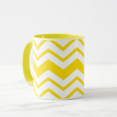 Geel Wit Chevron Zigzag Patroon Ontwerp Mok (Voorkant links)