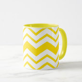 Geel Wit Chevron Zigzag Patroon Ontwerp  Mok (Voorkant rechts)