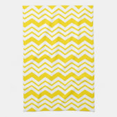 Geel Wit Chevron Zigzag Patroon Ontwerp  Theedoek (Verticaal)