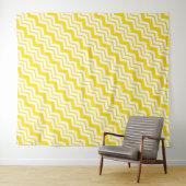 Geel Wit Chevron Zigzag Patroon Ontwerp Wandkleed (In Situ (horizontaal))