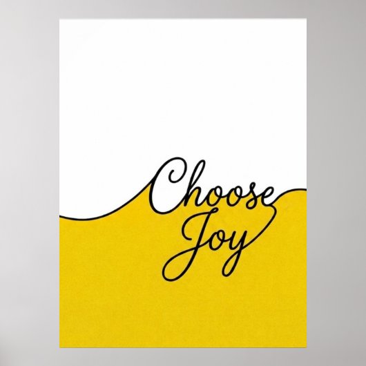 Geel & Wit Choose Joy Cursief Muurkunst Poster (Voorkant)