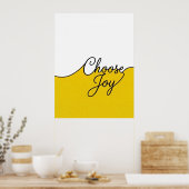 Geel & Wit Choose Joy Cursief Muurkunst Poster (Keuken)