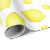 Geel wit citroen fruit patroon cadeaupapier (Rol Hoek)