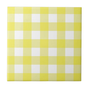 Geel & Wit Cottagecore Gingham Check geruit Tegeltje