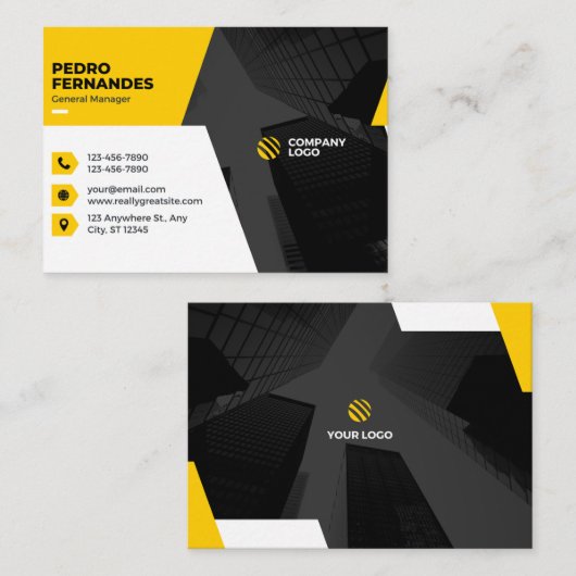 Geel & Wit Creatief Visitekaartje Sjabloon (Voorkant / Achterkant)