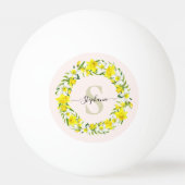 Geel wit Daffodil Garland Monogram Naam Pingpongbal (Voorkant)
