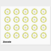 Geel wit Daffodil Garland Monogram Naam Ronde Sticker (Vel)