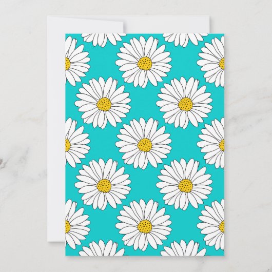 Geel wit dagblad Yellow Turquoise Daisy Pattern Kaart (Achterkant)