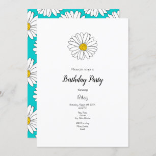 Geel wit dagblad Yellow Turquoise Daisy Pattern Kaart