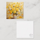 Geel Wit Daisies & Rozen in kruik Flat Note Kaart Notitiekaartje (Voorkant / Achterkant)