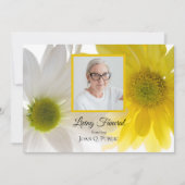Geel Wit Daisy Bloemen Wonen Uitvaartfeest Kaart (Voorkant)