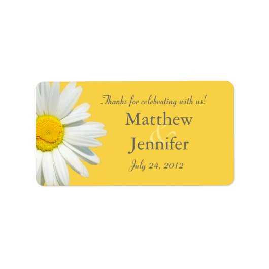 Geel & Wit Daisy Bruiloft Favor Label / Sticker (Voorkant)