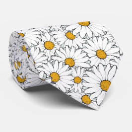  geel wit Daisy Floral Art Pattern Stropdas