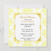 Geel & Wit Damask Bruids Douche Uitnodiging (Voorkant)