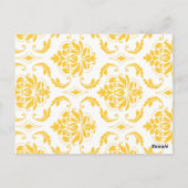Geel Wit Damask Trouwtafel Nummer Kaarten (Achterkant)