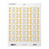 Geel wit Damast Bruiloft Lip Balm Label (Full Sheet)