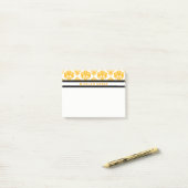 Geel & Wit Damast Patroon Modern Gepersonaliseerd Post-it® Notes (Op bureau)