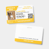 Geel Wit Diensthond Foto ID QR Code Badge (Voor- en achterkant)