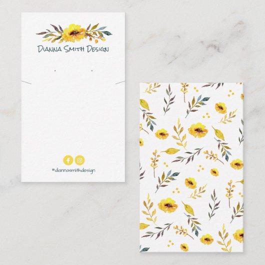 Geel, wit, DIY Ketting en aardekaarthouder Visitekaartje (Voorkant / Achterkant)