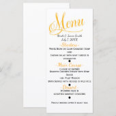 Geel & Wit Eenvoudig Elegant Trouwmenu Kaart (Voorkant / Achterkant)