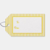 Geel/Wit Eenvoudig Stripes Patroon Alle gelegenhed Cadeaulabel (Achterkant Horizontaal)