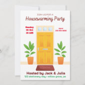 Geel Wit Eenvoudige Housewarming Party Uitnodiging (Voorkant)
