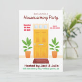 Geel Wit Eenvoudige Housewarming Party Uitnodiging (Staand voorkant)