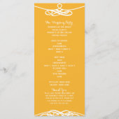 Geel & Wit  Elegant Huwelijksprogramma Programmakaart (Achterkant)