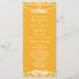 Geel & Wit  Elegant Huwelijksprogramma Programmakaart