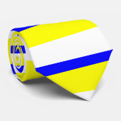 Geel wit en blauw horizontaal gestreept Stropdas (Opgerold)