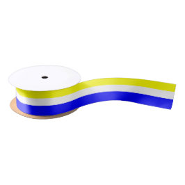 Geel, wit en blauw-Striped Satin Ribbon Satijnen Lint