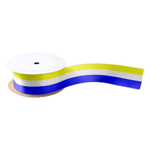 Geel, wit en blauw-Striped Satin Ribbon Satijnen Lint (Spoel)