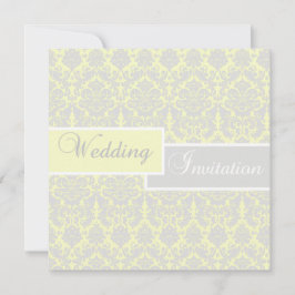 Geel, Wit, en Grijs Damast Uitnodiging van het Huw