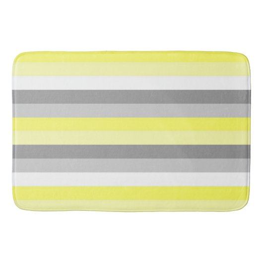 Geel, Wit en Grijs Gestreepte badmat (Voorkant)
