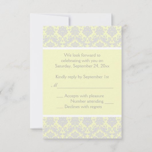 Geel, wit en grijs Kaart voor het antwoord op vrag (Achterkant)