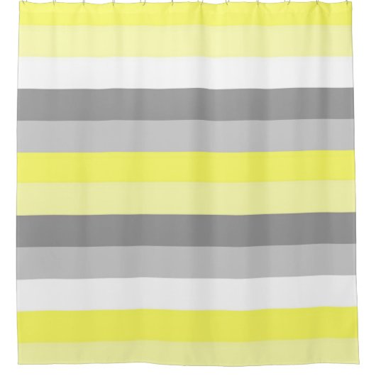 Geel, Wit en Grijs Strepen douchegordijn (Voorkant)