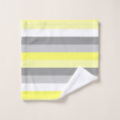 Geel, Wit en Grijs Stripes badhanddoekset Bad Handdoek (Wasdoekje)