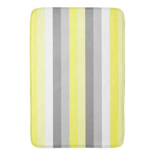 Geel, Wit en Grijs Stripes badmat (Voorkant Verticaal)