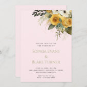Geel wit en groen Floral roze huwelijk Kaart (Voorkant / Achterkant)