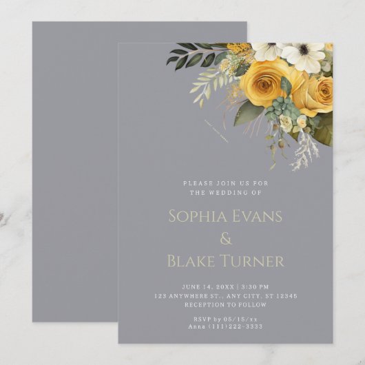 Geel wit en groen vezel grijs huwelijk kaart (Voorkant / Achterkant)