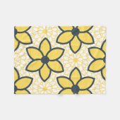 Geel, wit en houtskool Moderne Floral Fleece Deken (Voorkant (Horizontaal))