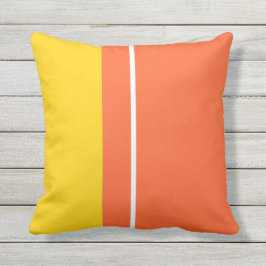 Geel wit en Oranje kleurenblok Buitenkussen